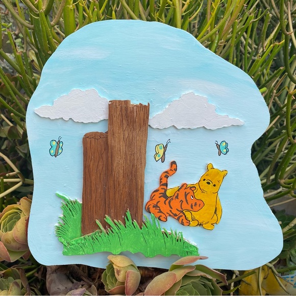 Winnie The Pooh and Tiger 3D Hand Painted Acrylic and Carving on Wood - Picture 3 of 8